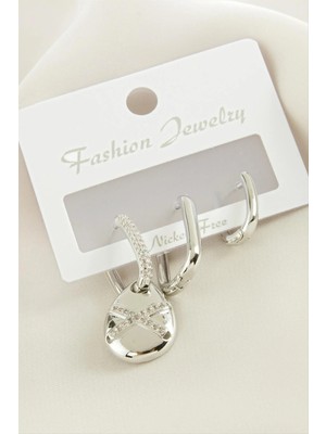 Hsc Bilişim 3 Adet Damla Zirkon Taşlı Küpe