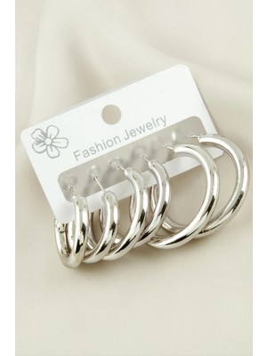 Hsc Bilişim 6 Adet Kalın Boru Halka Küpe 2-2,5-3 cm