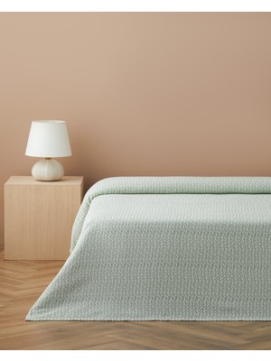 English Home Leafline Baskılı Pamuklu Çift Kişilik Pike 200X220 cm Yeşil