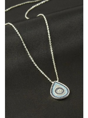 Hsc Bilişim Oval Nazar Zirkon Taşlı Kolye