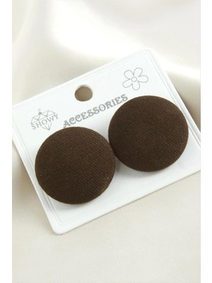 Hsc Bilişim Düğme Süet Kumaş Küpe