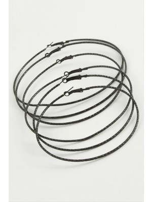 Hsc Bilişim Çizgili Metal Halka Küpe 6 Adet