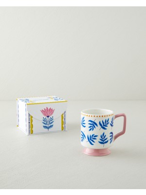 English Home Gifty Petal New Bone China Kupa 310 ml 1 Parça Pembe-Sarı-Mavi Desenli