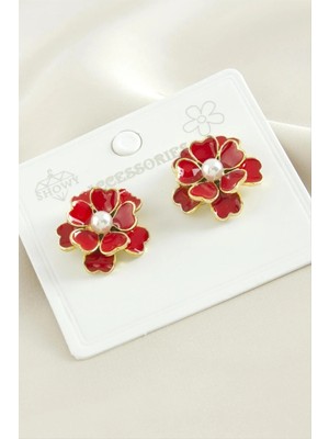 Hsc Bilişim Gül Çiçek Inci Mineli Küpe