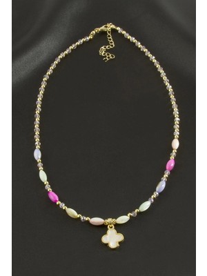 Hsc Bilişim Çiçek Cam Boncuk Kristal Kolye