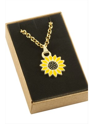 Hsc Bilişim Ayçiçeği Mineli Kutulu Kolye