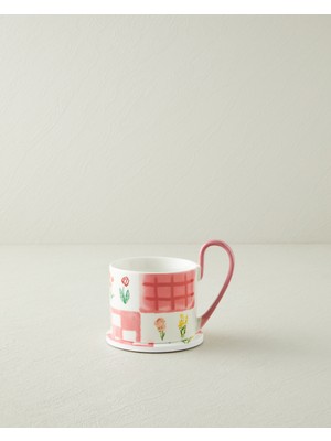 English Home Pelia New Bone China Bardak Altlıklı Kupa 380 ml Pembe