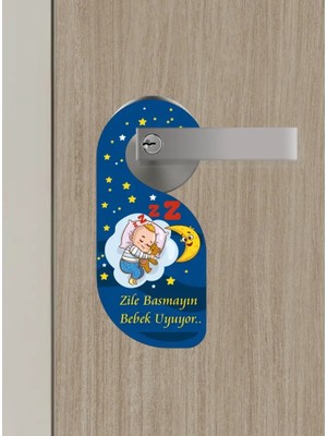 Bemenda Zile Basmayın. Bebek Uyuyor Kapı Askısı Kapı Uyarı Levhası