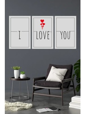 Bemenda I Love You 3lü Mdf tablo