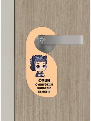 Bemenda Oyun Oynuyorum Erkek Kapı Askısı Kapı Uyarı Levhası