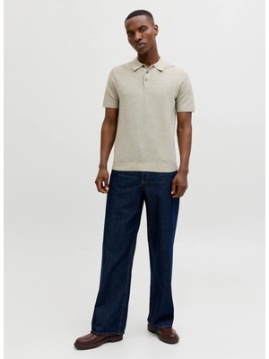 Jack & Jones Kahverengi Erkek Normal Fit Kazak 12292034 Jprblurıley Knıt Polo Sn