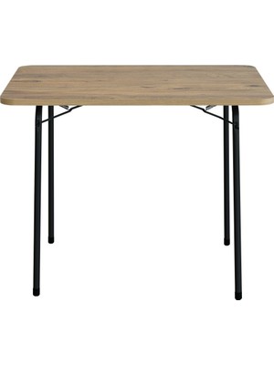Bofigo Çam Desenli Katlanır Masa Ahşap Metal 60 x 80 cm Balkon Bahçe Piknik Masası
