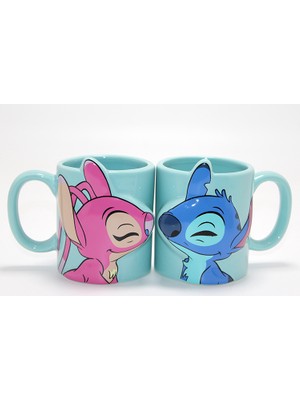 Ttt Stitch ve Angel 3D Figürlü Çift Kupa Bardak Seti
