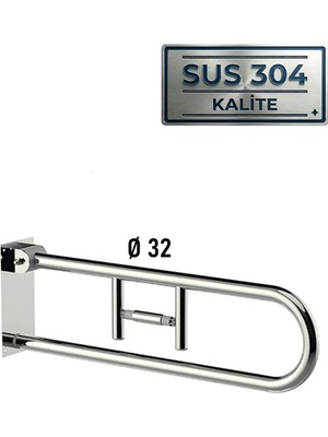 Paslanmaz Çelik Masfallı Wc Kağıtlıklı Engelli Tutamak Tutunma Barı