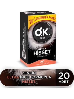 Okey Ultra Hisset 20'li Vanilya Aromalı Prezervatif Çok İnce Yapısıyla Hissedin