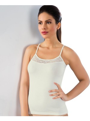 Yeni LÜX DRM 3610 Bamboo Dantelli İp Askılı Atlet