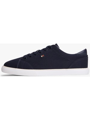 Tommy Hilfiger Th Düşük Profilli Vulkanize Kanvas Kadın Mavi Sneaker FW0FW09102DW6