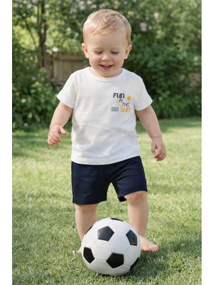 Tuem Baby  Erkek Bebek Lacivert Şortlu Yazlık TAKIM-%100 Pamuk Penye Set(Beden Ölçüleri Açıklamada)