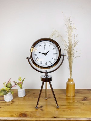 Marsilyan Krom Metal Mini Tripod Retro Masa Saati 45×26 cm