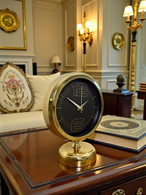 Marsilyan Elite Black Gold 25 x 20 cm Metal Masa Saati