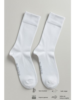 Allunique Erkek Ekru Doğal Merino Yün Ince Dikişsiz Soket Çorap