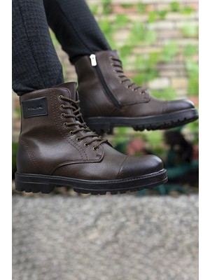 Conteyner Riccon Kahverengi Erkek Bot Fermuarlı Kışlık Su Geçirmez Malzeme ile Rahat Kullanım Sunuyor