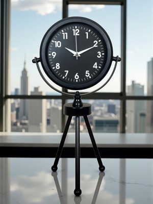 Marsilyan Black Luxury Modern Üç Ayaklı Metal Masa Saati