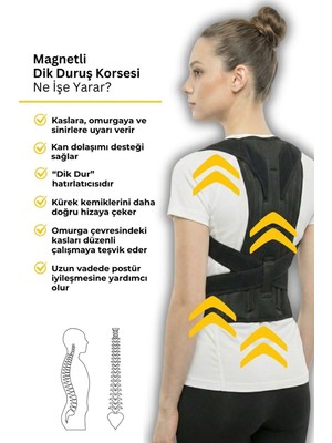 Alexander Hud Kadın Erkek Kamburluk Bel Sırt Ağrısı Kifoz Giderici Manyetik (Mıknatıslı) Korse Dik Duruş Korsesi