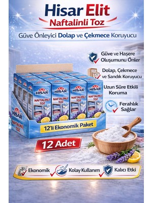 Bezos Hisar Elit Naftalinli Toz Güve Önleyici Dolap ve Çekmece Koruyucu 12 Adet