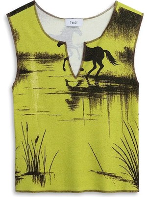 Twist Görsel Baskılı V Yaka Tişört TS1260070200070