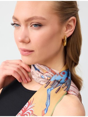 Jimmy Key Bej Çiçek Desenli Fular