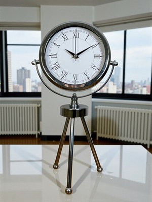 Marsilyan Silver Heritage Üç Ayaklı Krom Metal Masa Saati