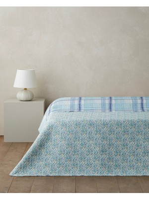 English Home Misty Flora  King Size Çok Amaçlı Örtü 220x240 cm Açık Mavi