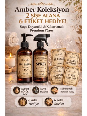 Alubrella Plastik Şişe 500 ml Amber X2 ve 6'lı Etiket