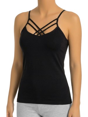 Öts Kadın Atlet Çapraz Askı Detaylı (%96 Pamuk - %4 Elastan)