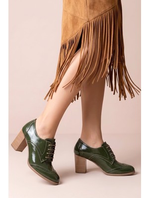 Analin Shoes Kadın Hakiki Deri Bağcıklı Oxford Topuklu Ayakkabı