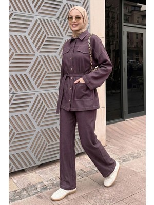 inStyle Dikiş ve Cep Detaylı Ikili Mürdüm Takım