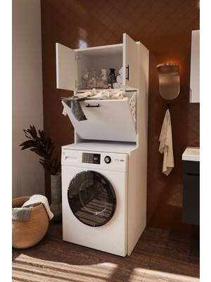 Belmo Vertex Çamaşır Sepetli Çok Amaçlı Çamaşır Makinesi Dolabı