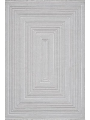 Türkeri Halı Edge Serisi Krem Modern Salon Halısı – Çerçeve Çizgi Desenli Akrilik Halı