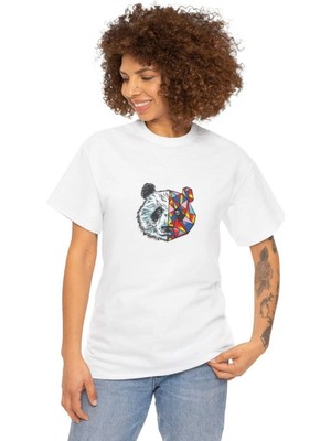 Velmora Fashion        Bisiklet Yaka Baskılı T-Shirt - Beyaz -