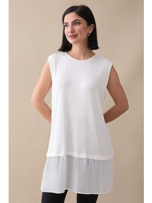 inStyle Eteği Piliseli Kolsuz Beyaz Içlik
