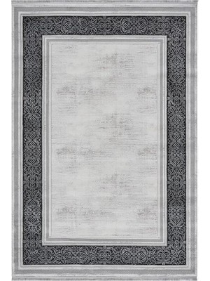 Türkeri Halı Edge Serisi Klasik Desenli Gri Krem Modern Salon Halısı – Çerçeveli Akrilik Halı