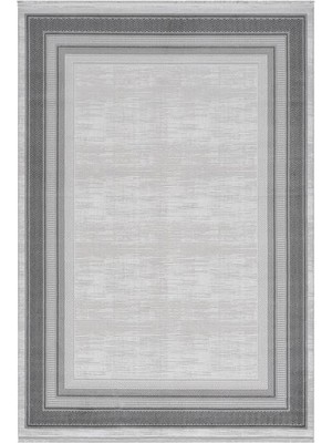 Türkeri Halı Edge Serisi Modern Çerçeve Desenli Akrilik Salon Halısı – Yumuşak Dokulu Dayanıklı Gri Modern Halı