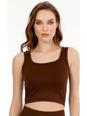 Sensu Kadın Fitilli Kumaş Kalın Askılı Crop Büstiyer - CROP105