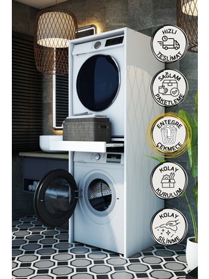 Belmo Flora Çekmeceli Çamaşır ve Kurutma Makinesi Dolabı