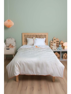 Kiddo Krem Punch Nakışlı %100 Pamuklu Bebek Nevresim Takımı