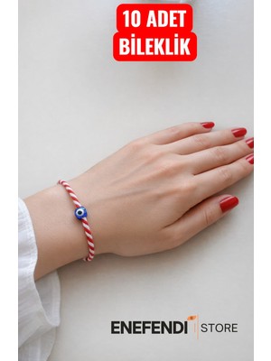 NF ND ENEFENDİ 10 Adet Nazar Boncuklu Marteniçka Bileklik Şans Arkadaş Sevgili Eş Çocuk Hediye Bahar Bilekliği
