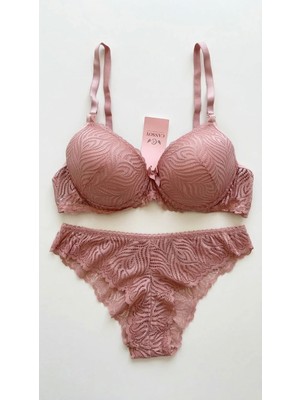 Zi Pudra Dar Kalıp Dantelli Içi Boş Kap Sütyen Külot Takımı
