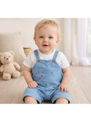 Jolly Joy Tshırt Denım Salopet Takım - Mavi - 9 - 12 Ay Mavi