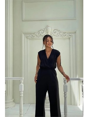 Dip Moda Kadın  Kruvaze Yaka Yazlık Tulum DPMY3805